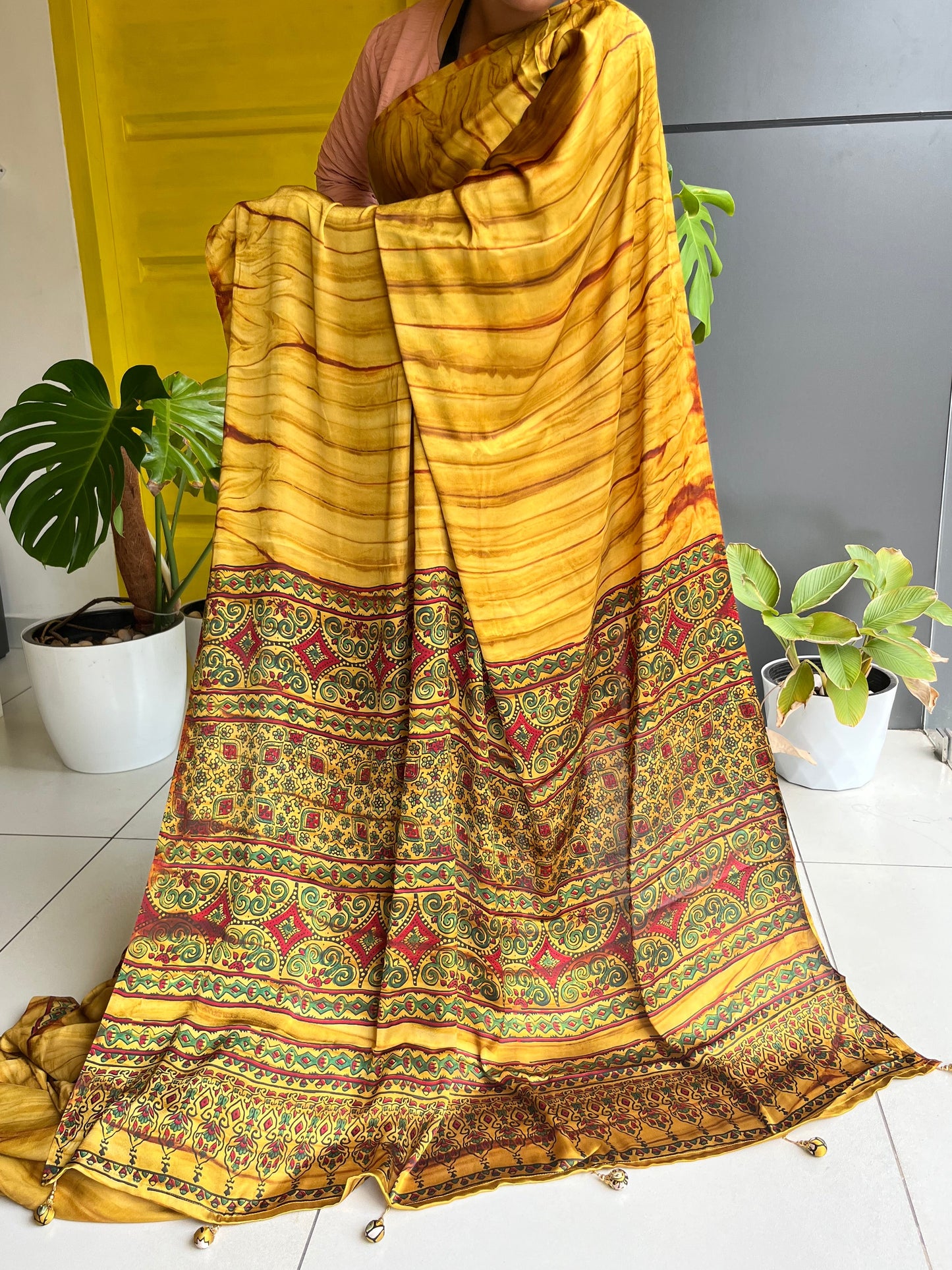 Yellow Modal Silk Saree SL214