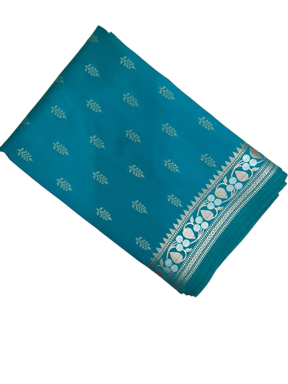 Southloom Satin Banarasi Silk Saree with Woven Work on Body and Borders In Blue