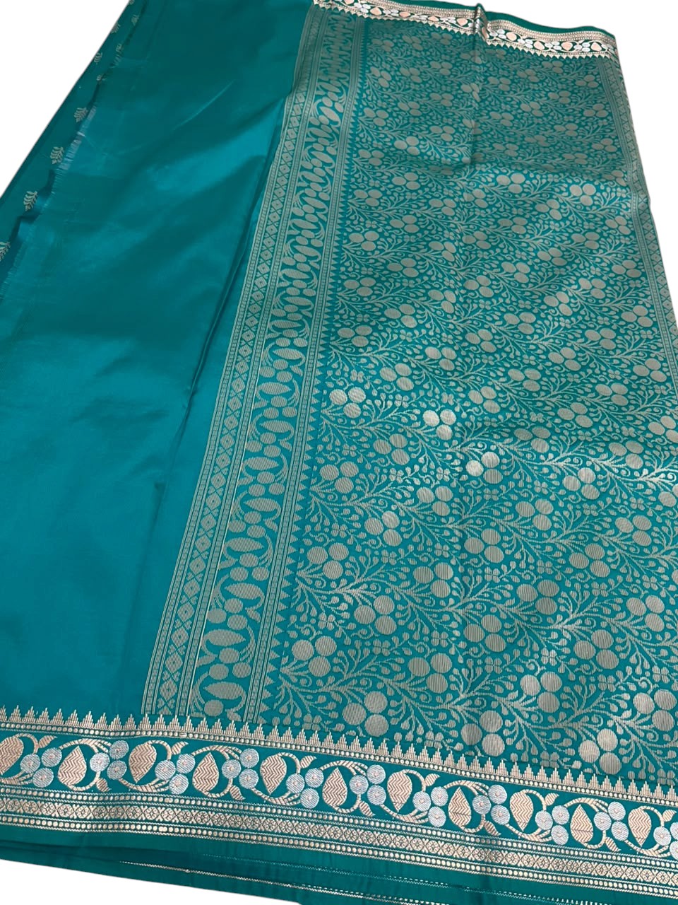 Southloom Satin Banarasi Silk Saree with Woven Work on Body and Borders In Blue