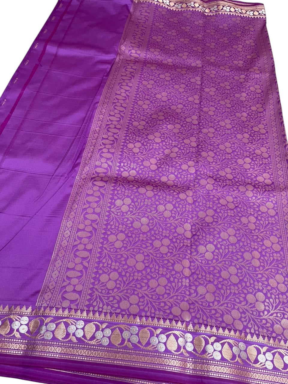 Southloom Satin Banarasi Silk Saree with Woven Work on Body and Borders In Magenta