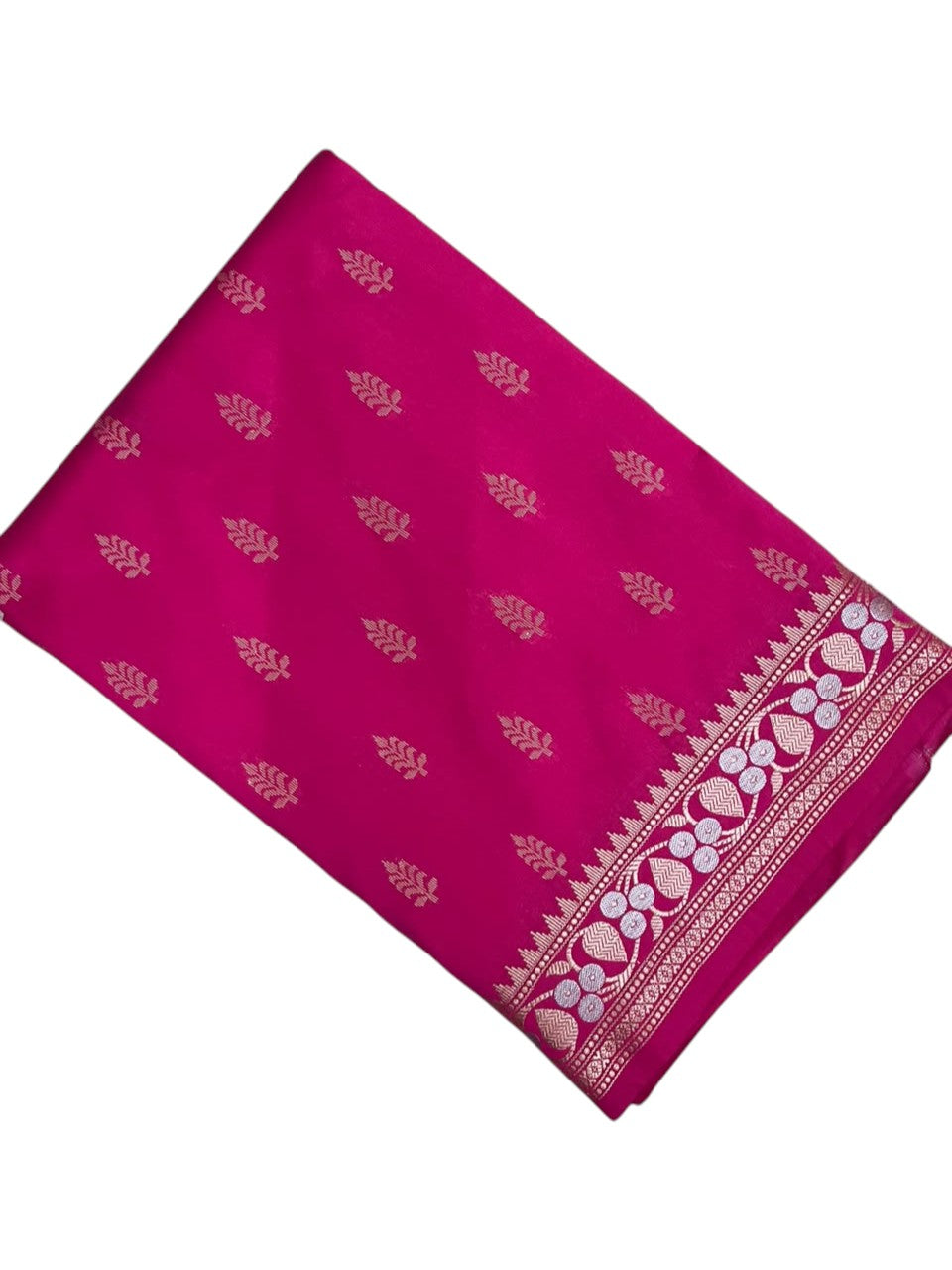 Southloom Satin Banarasi Silk Saree with Woven Work on Body and Borders In Dark Pink