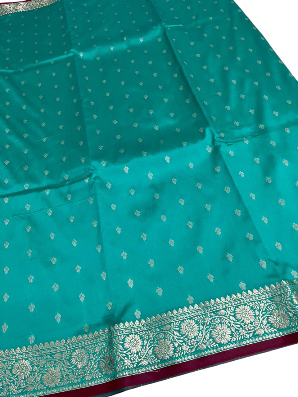 Southloom Satin Banarasi Silk Saree with Woven Work on Body and Borders In Blue