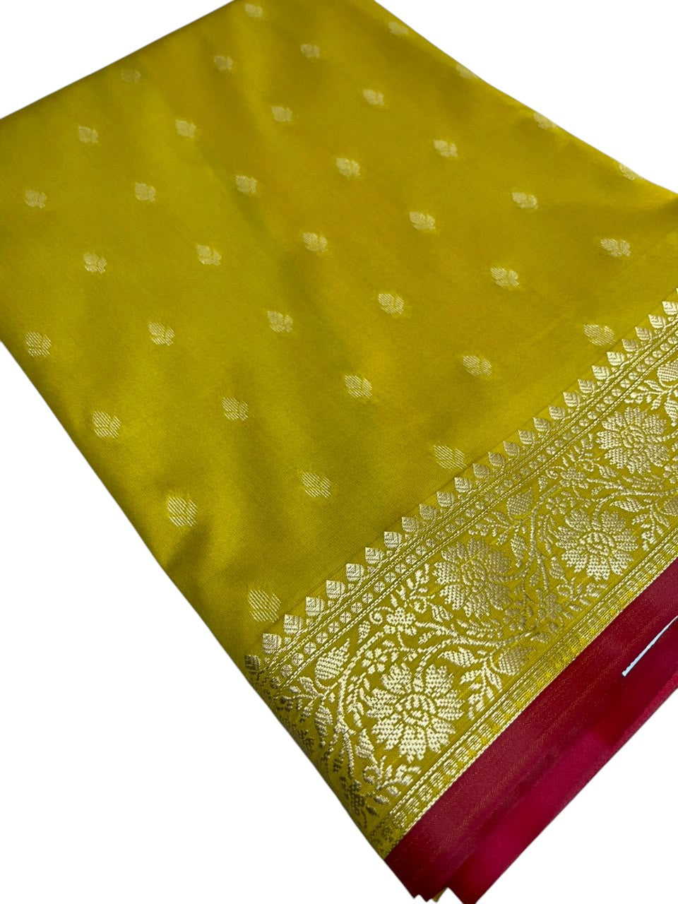 Southloom Satin Banarasi Silk Saree with Woven Work on Body and Borders In Olive Green
