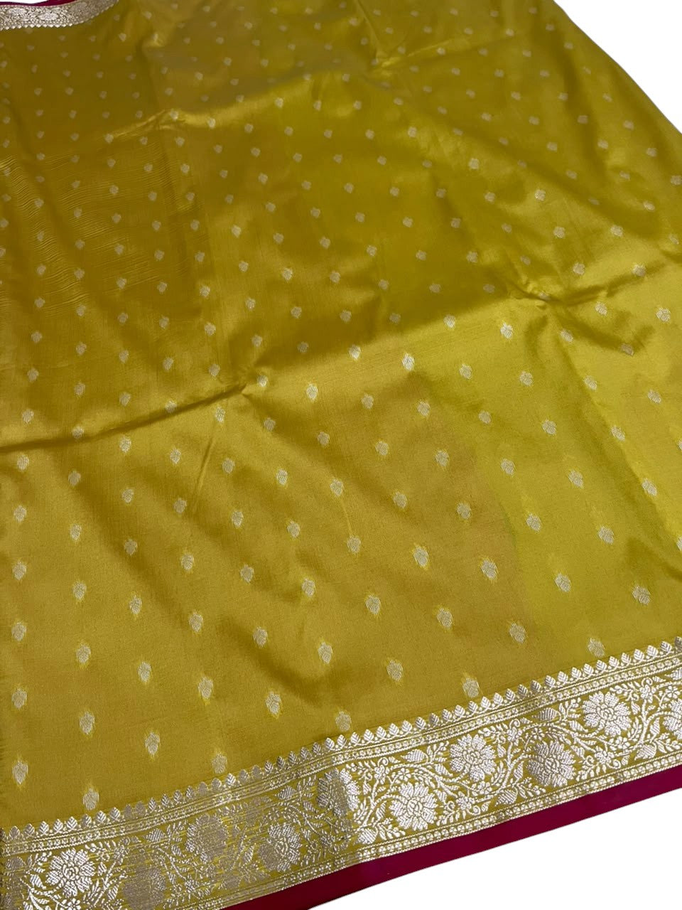 Southloom Satin Banarasi Silk Saree with Woven Work on Body and Borders In Olive Green