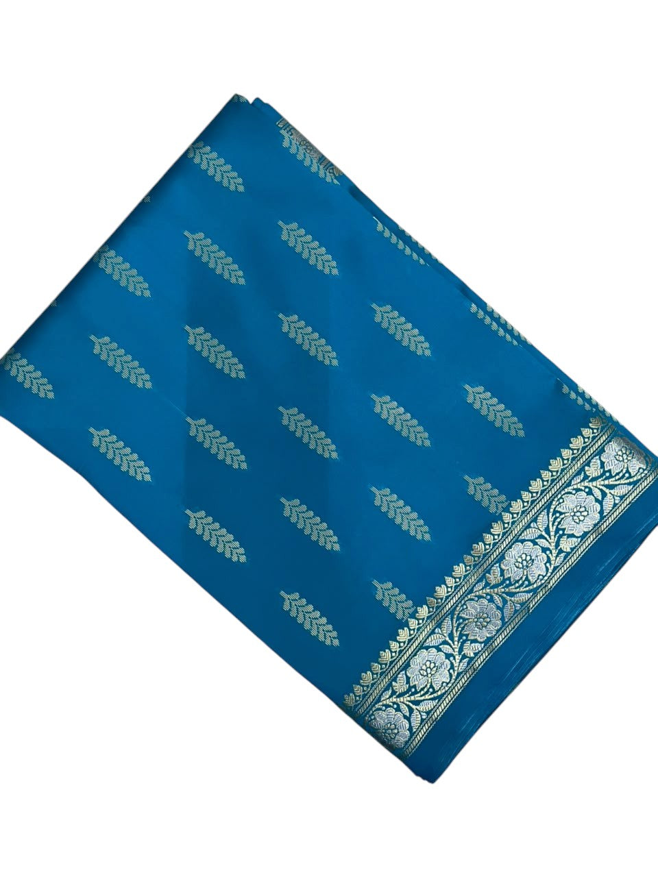 Southloom Satin Banarasi Silk Saree with Woven Work on Body and Borders In Blue