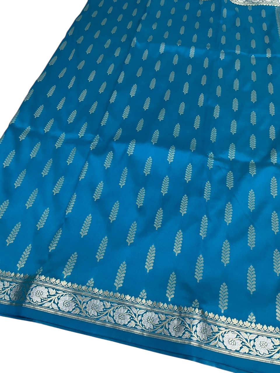 Southloom Satin Banarasi Silk Saree with Woven Work on Body and Borders In Blue