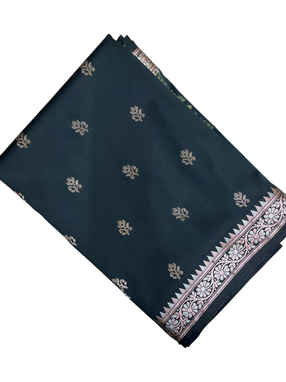 Southloom Satin Banarasi Silk Saree with Woven Work on Body and Borders In Black