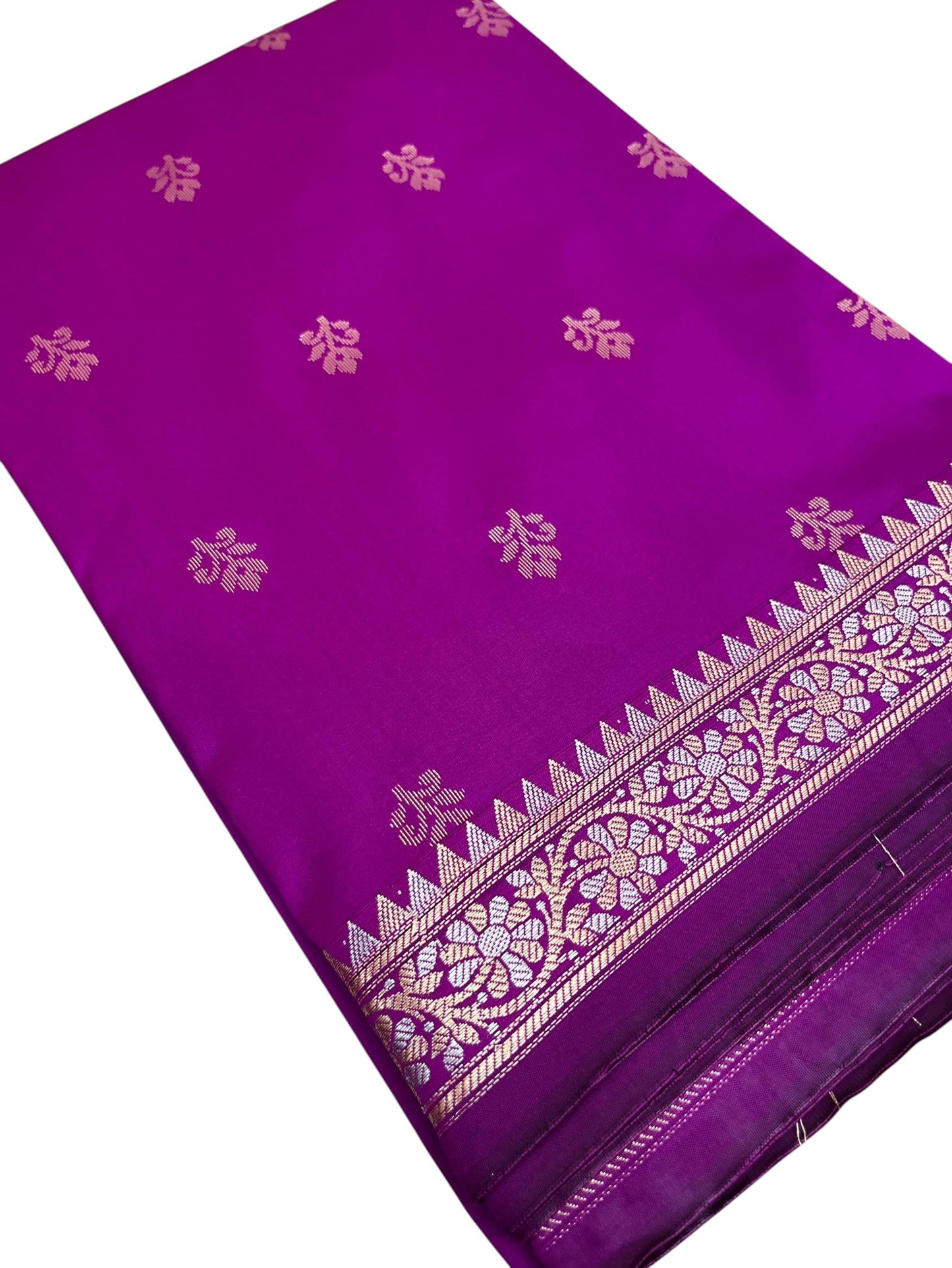 Southloom Satin Banarasi Silk Saree with Woven Work on Body and Borders In Magenta