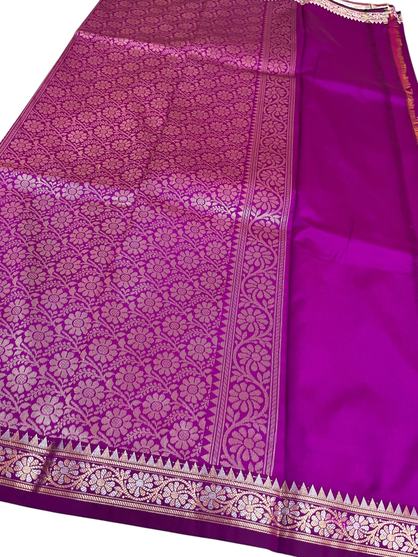 Southloom Satin Banarasi Silk Saree with Woven Work on Body and Borders In Magenta