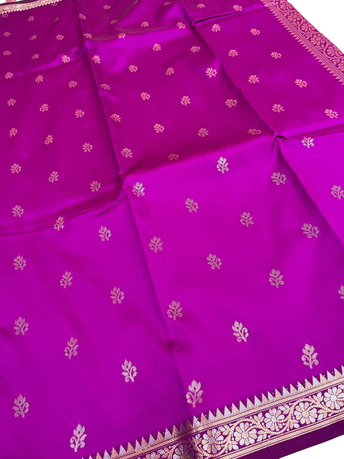 Southloom Satin Banarasi Silk Saree with Woven Work on Body and Borders In Magenta