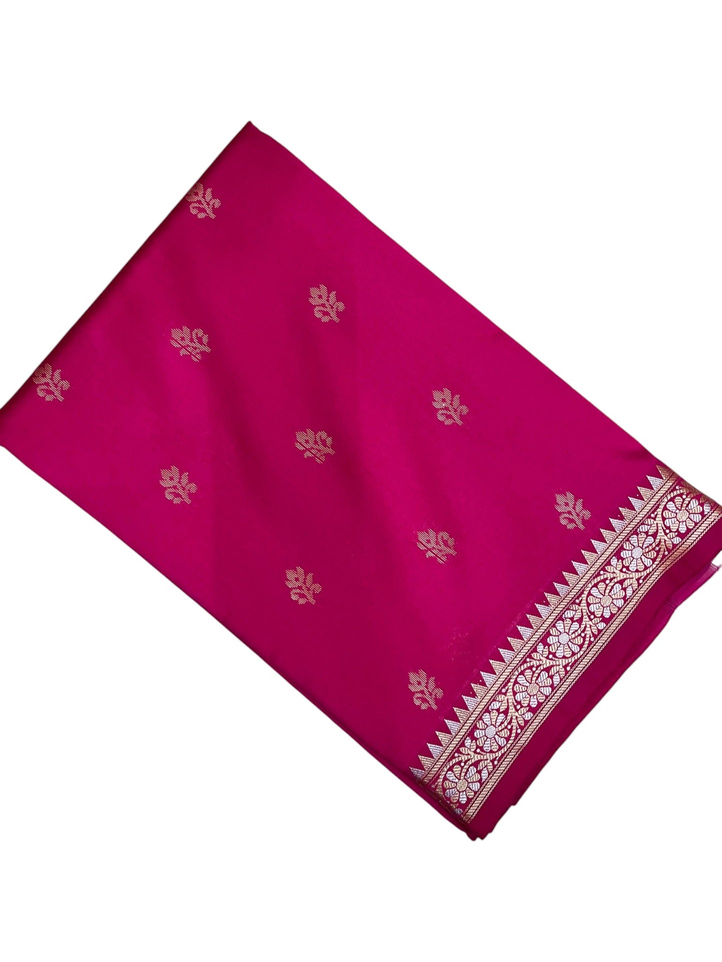 Southloom Satin Banarasi Silk Saree with Woven Work on Body and Borders In Magenta