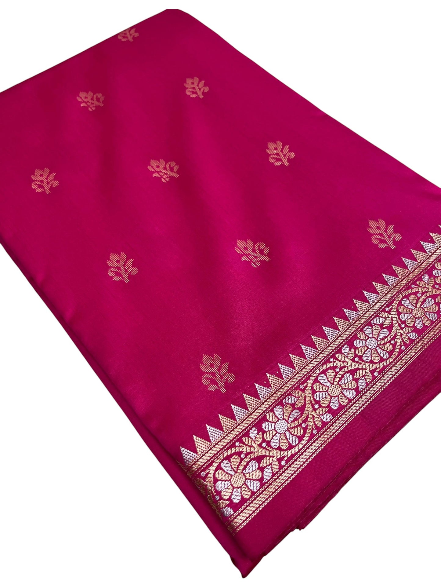 Southloom Satin Banarasi Silk Saree with Woven Work on Body and Borders In Magenta