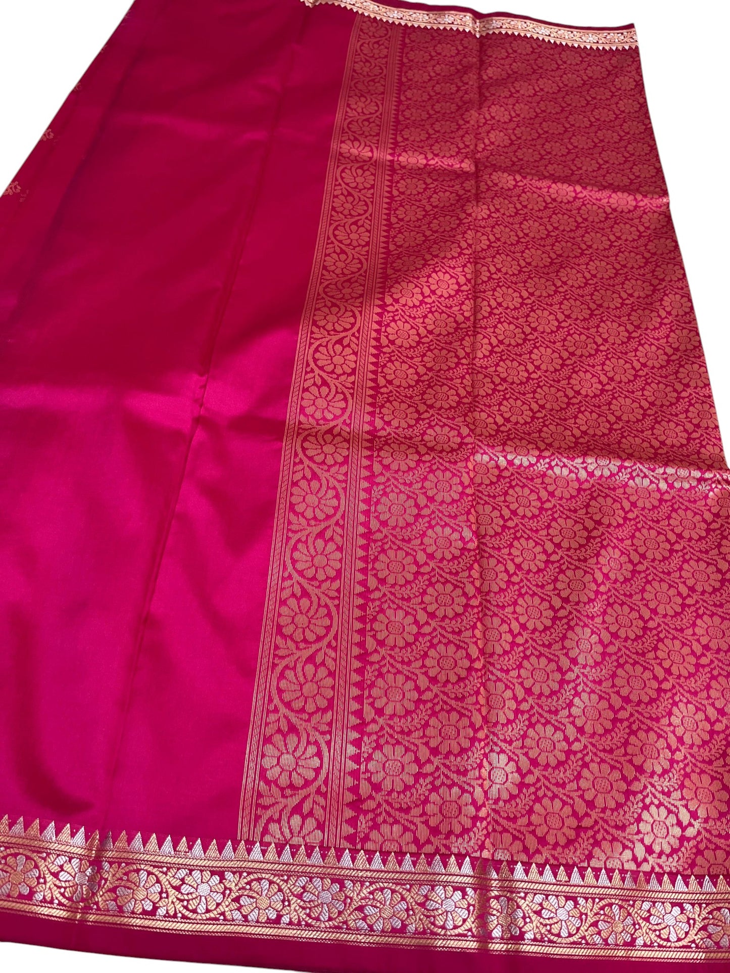 Southloom Satin Banarasi Silk Saree with Woven Work on Body and Borders In Magenta