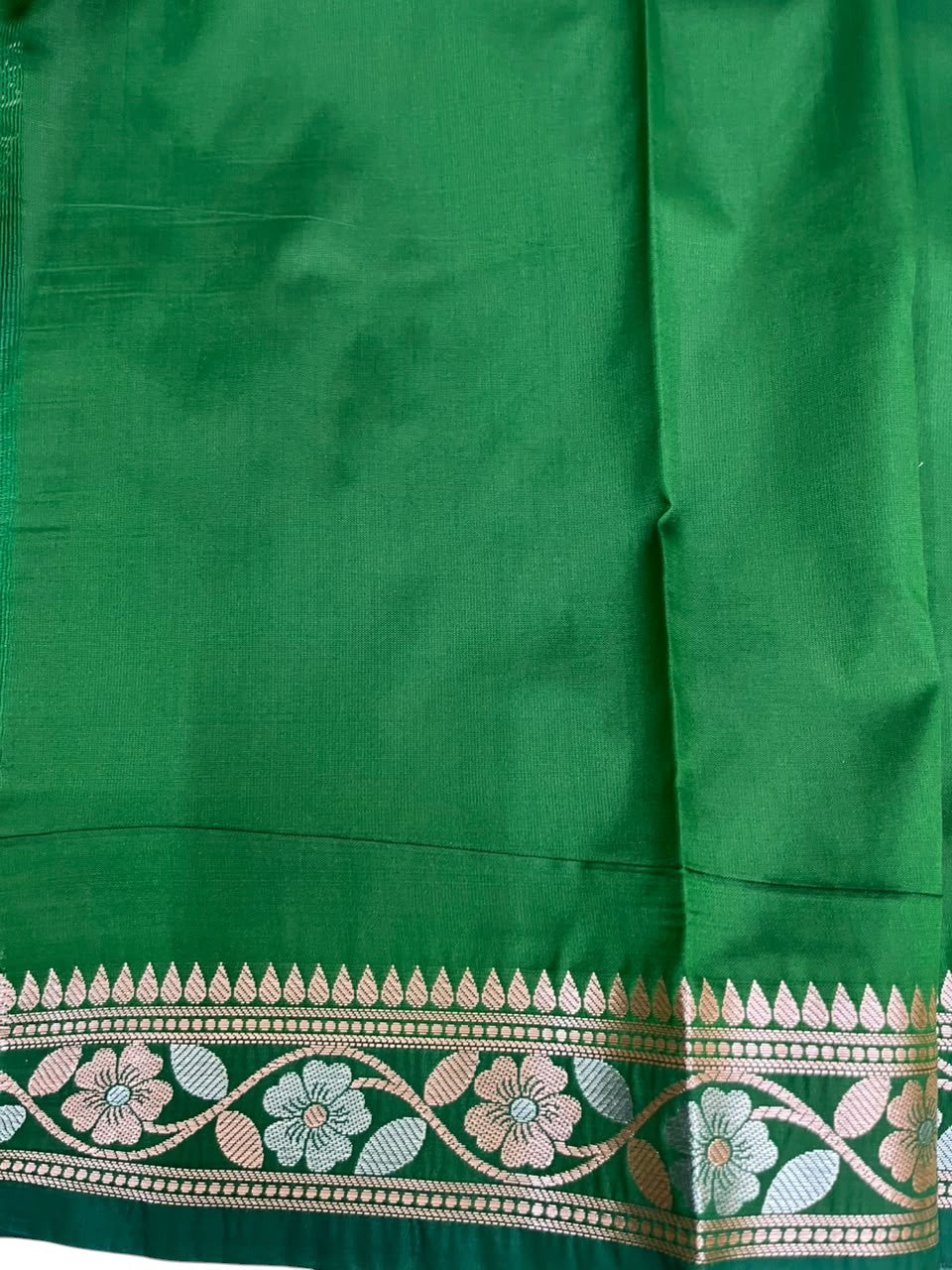 Southloom Satin Banarasi Silk Saree with Woven Work on Body and Borders In Green