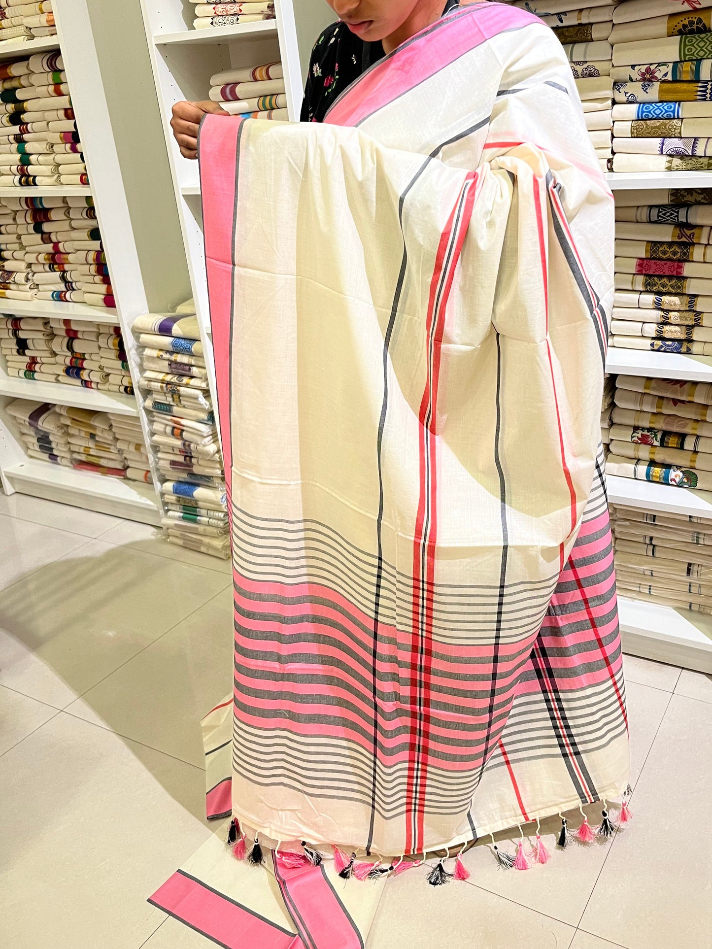 Mulloth Cotton Pink Colour Saree SL150