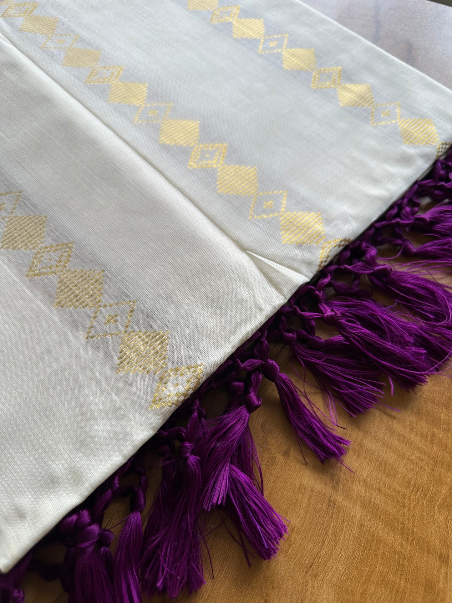 Woven Work Vadamalli Tassels Kerala Saree 0037