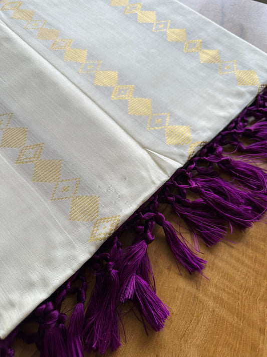 Woven Work Vadamalli Tassels Kerala Saree 0037