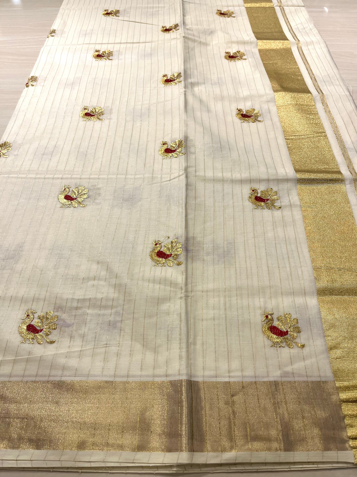 Cotton Lines Saree With Red Embroidery SL137