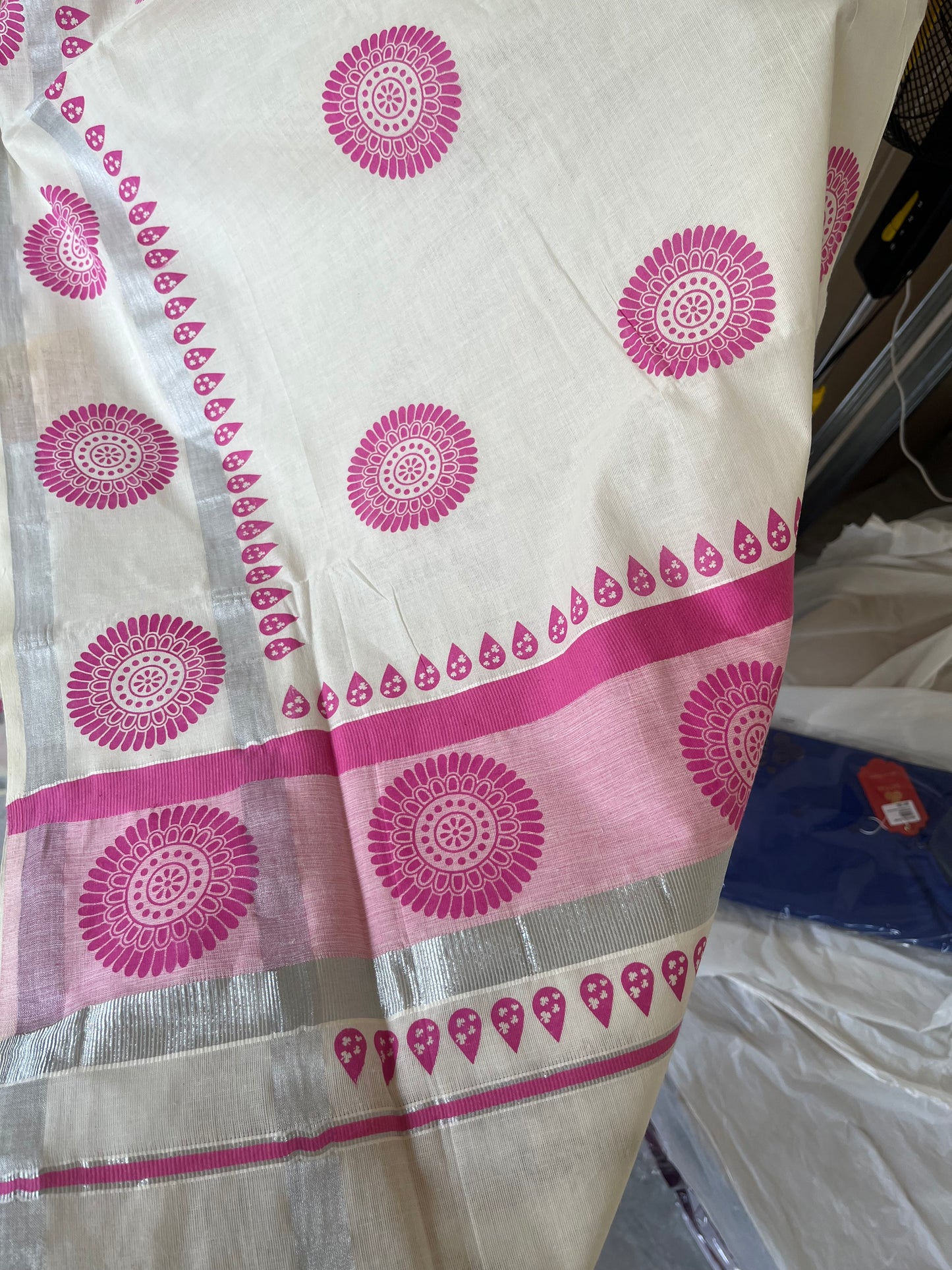 Kerala Cotton Pink Printed Saree SL178