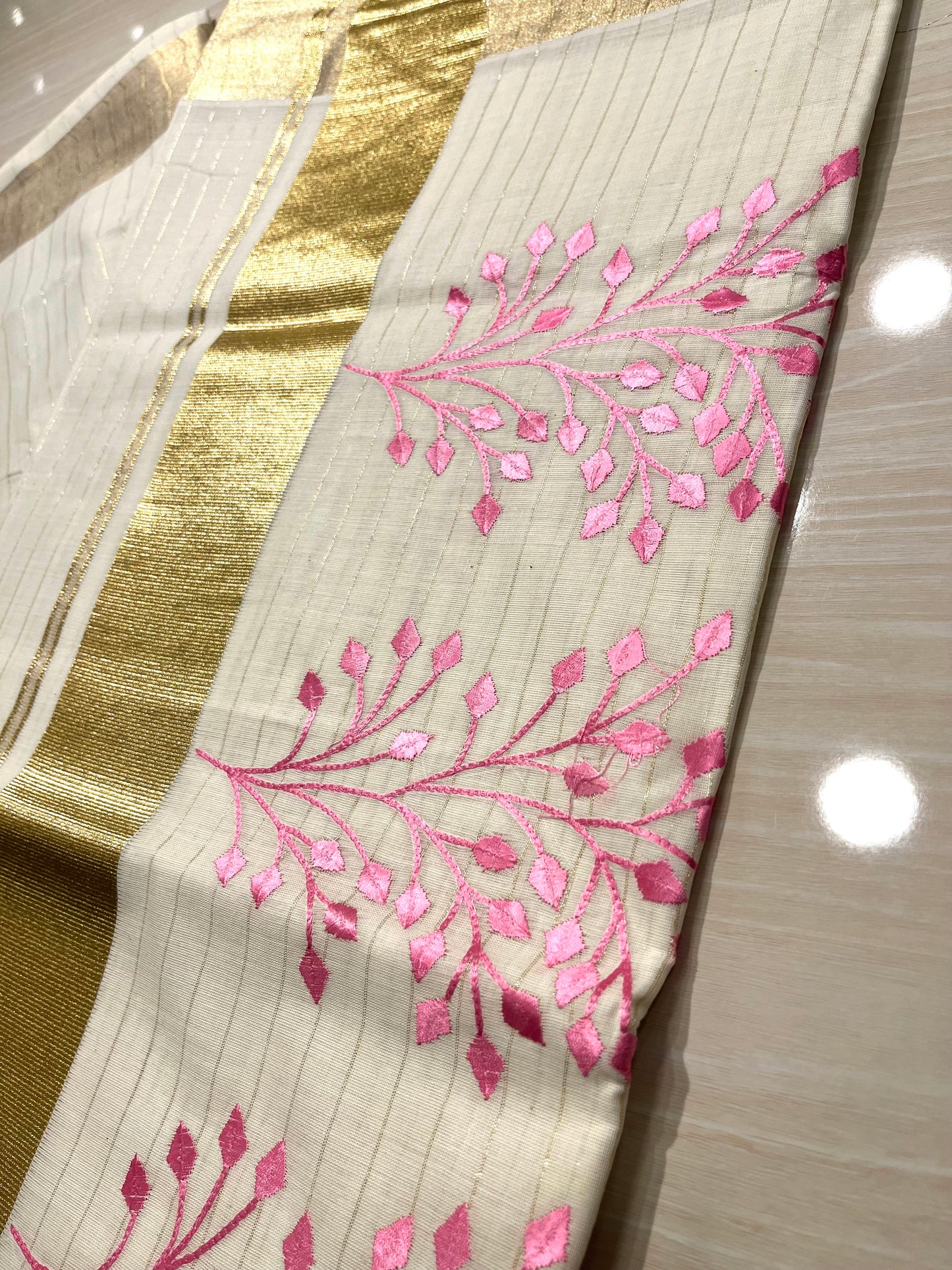 Cotton Lines Saree With Pink Embroidery SL135