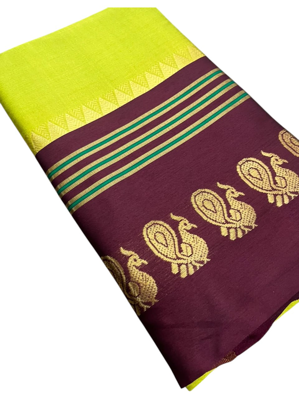 Southloom Kerala Semi Silk Narayan Pett Saree With Woven Work on the Boders With Green And Maroon.