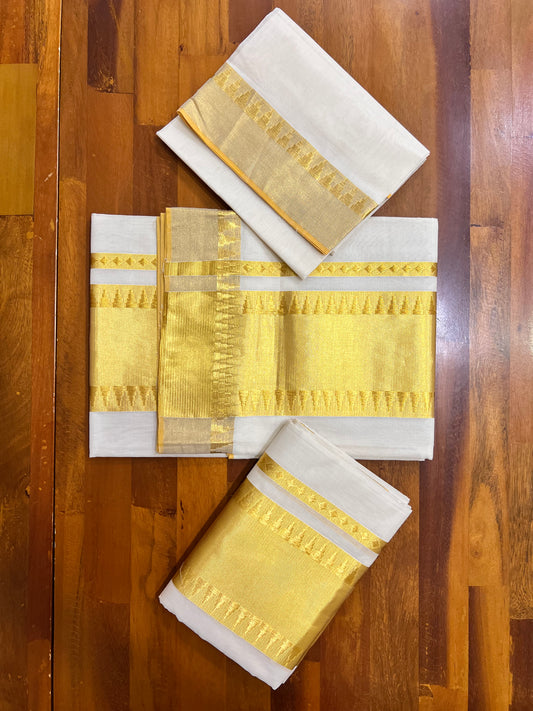 Southloom Super Premium Balaramapuram Pure Cotton Unakkupaavu Pudava with Temple Kasavu Border 2.70 Mtrs