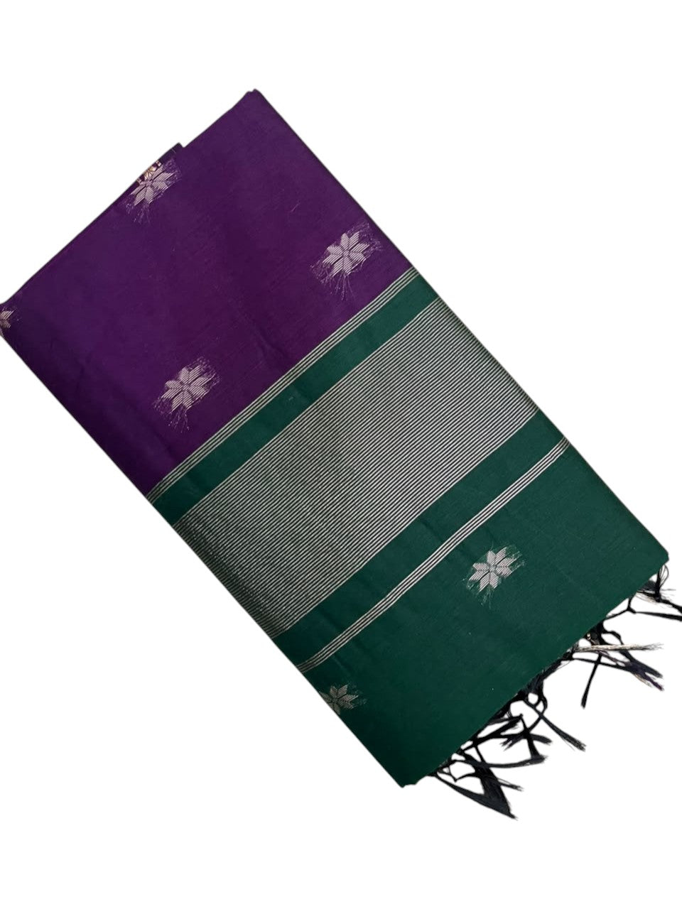 Southloom Maheshwari Cotton Saree With Woven Works on Body in Purple and Green SL471