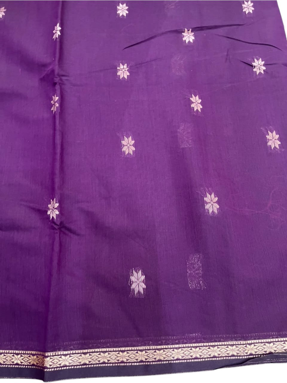Southloom Maheshwari Cotton Saree With Woven Works on Body in Purple and Green SL471