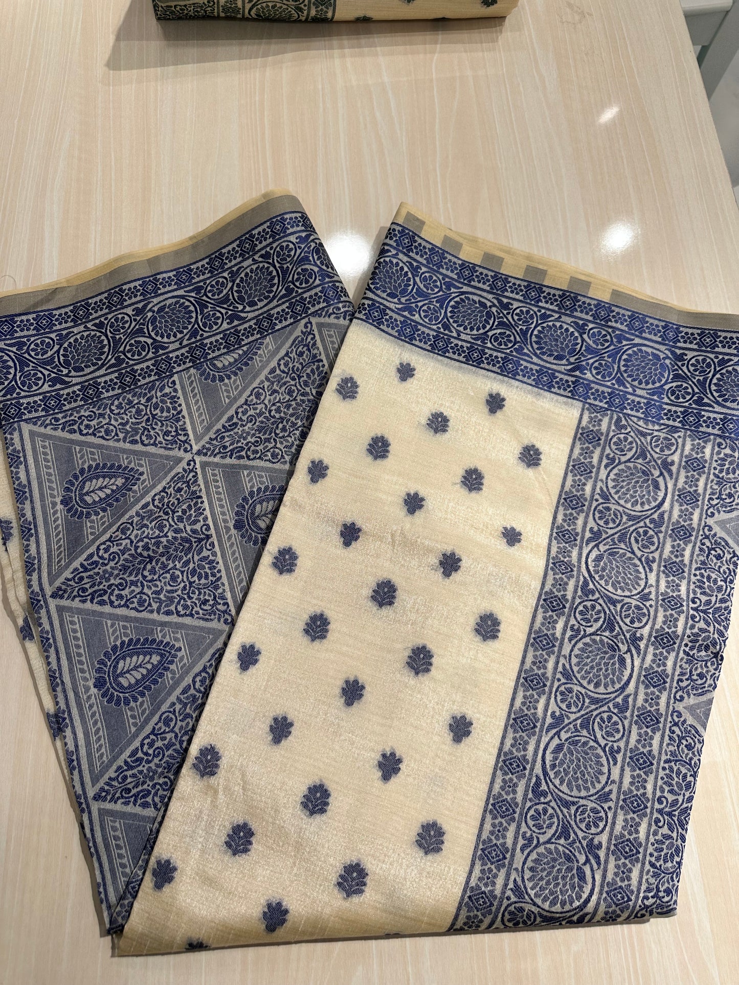 Blue Semi Tussar Saree SL0042