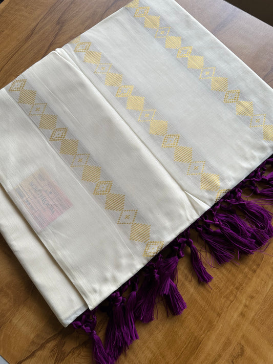 Woven Work Vadamalli Tassels Kerala Saree 0037