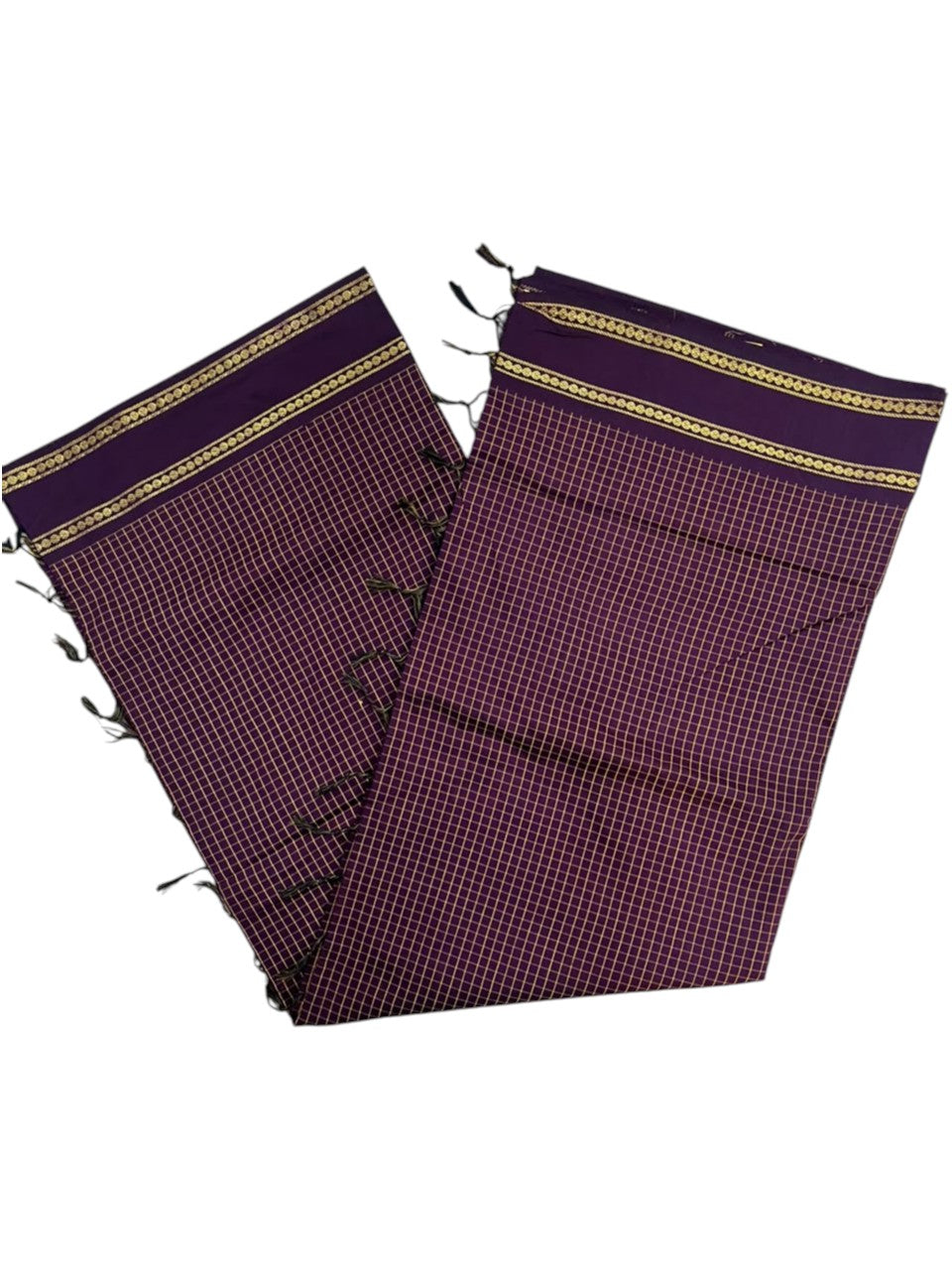 Purple Kalyani Cotton Check Saree SL236
