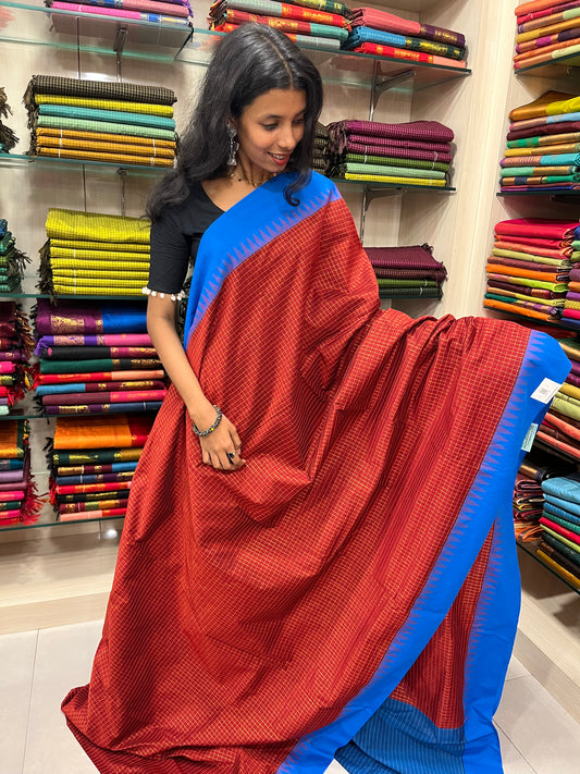 Maroon & Blue Kalyani Cotton SL236