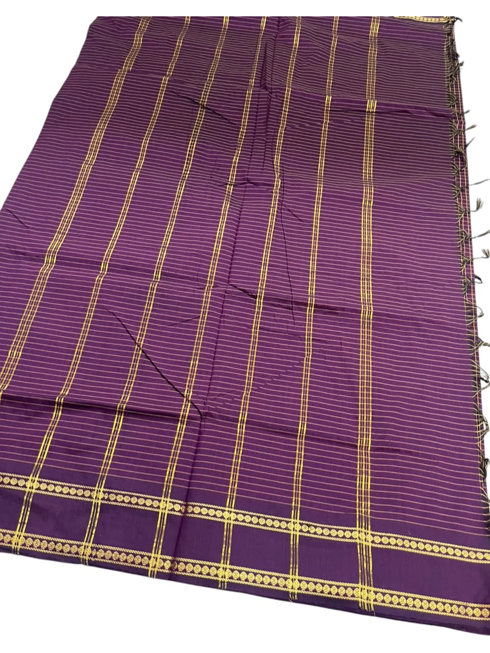Purple Kalyani Cotton Check Saree SL236
