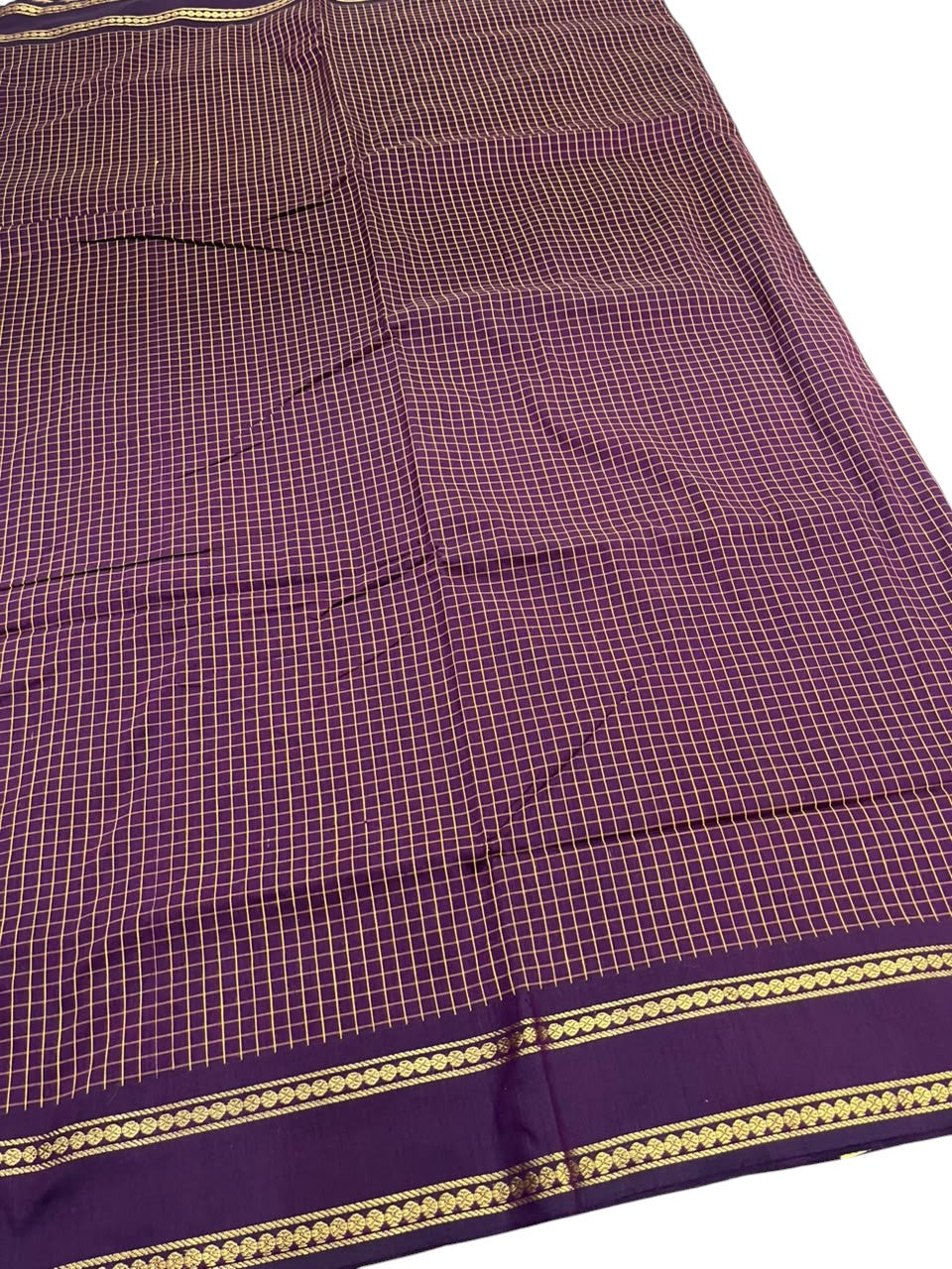 Purple Kalyani Cotton Check Saree SL236