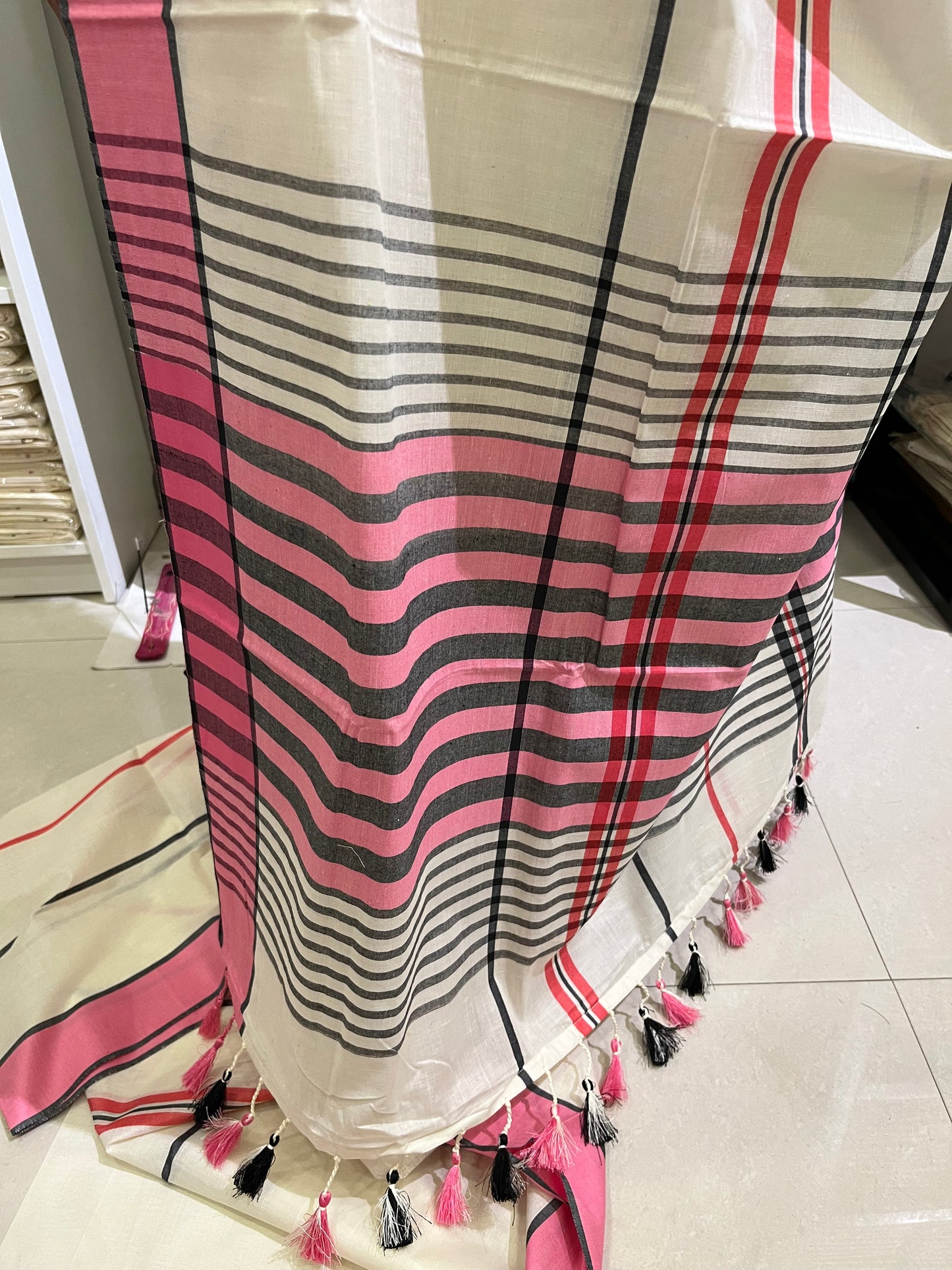 Mulloth Cotton Pink Colour Saree SL150