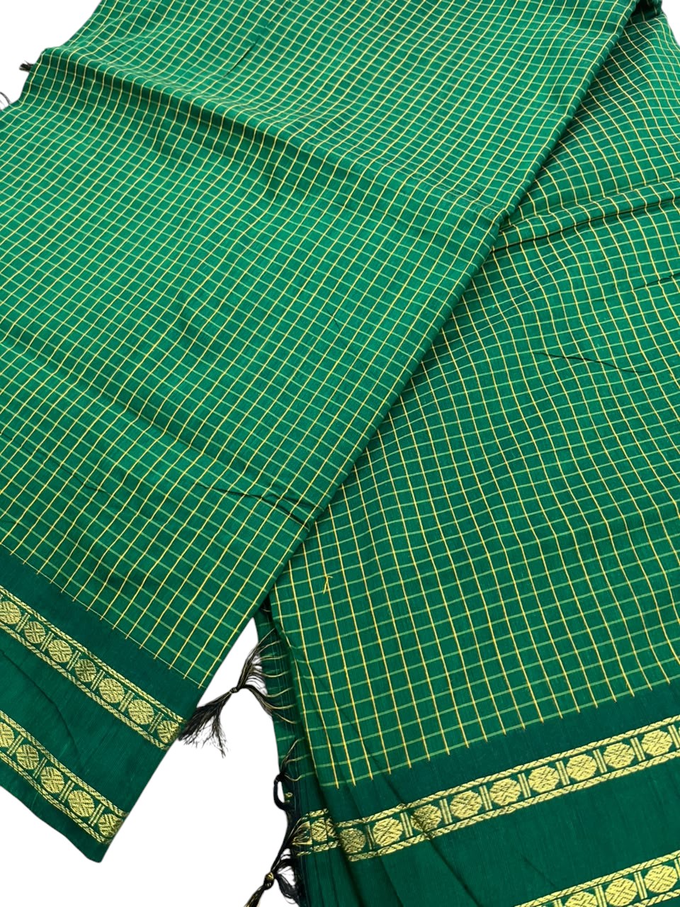 Green Kalyani Cotton Check Saree SL236
