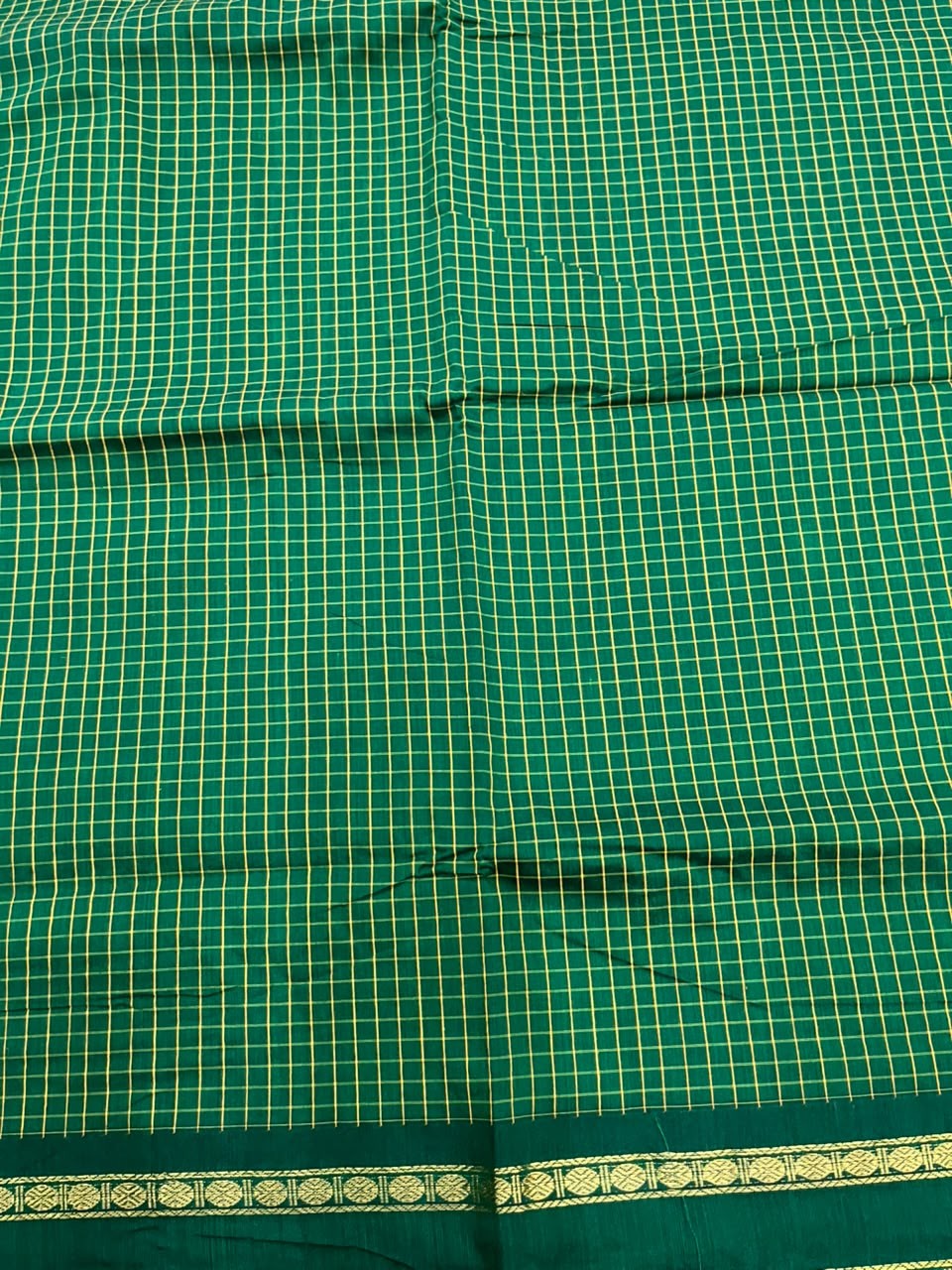 Green Kalyani Cotton Check Saree SL236