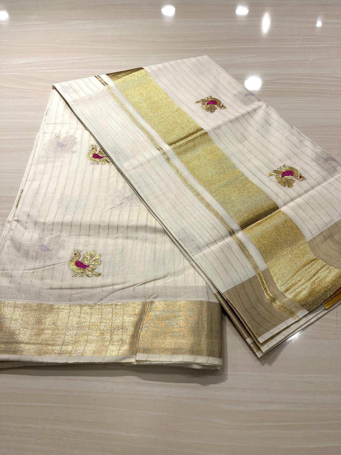 Cotton Lines Saree With Magenta Embroidery SL137