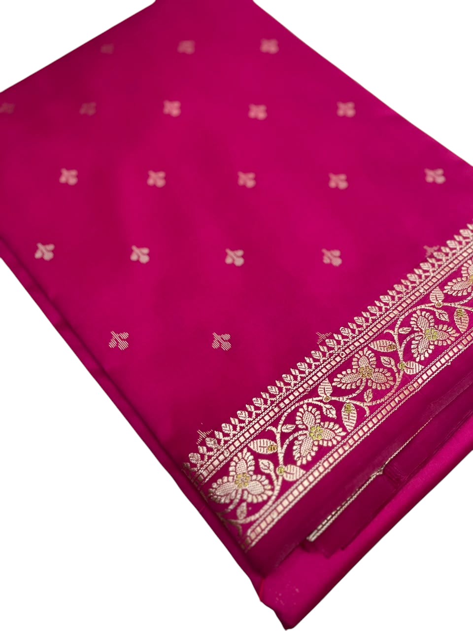Southloom Satin Banarasi Silk Saree with Woven Work on Body and Borders In Magenta