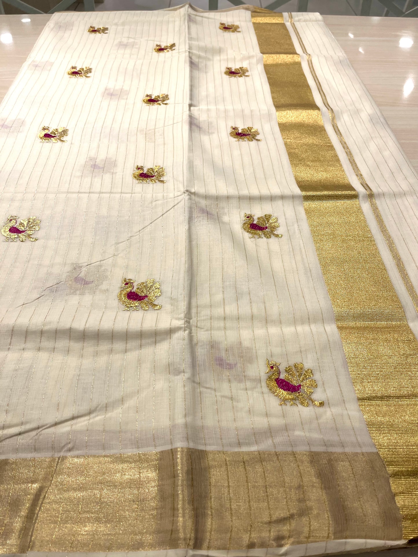 Cotton Lines Saree With Magenta Embroidery SL137