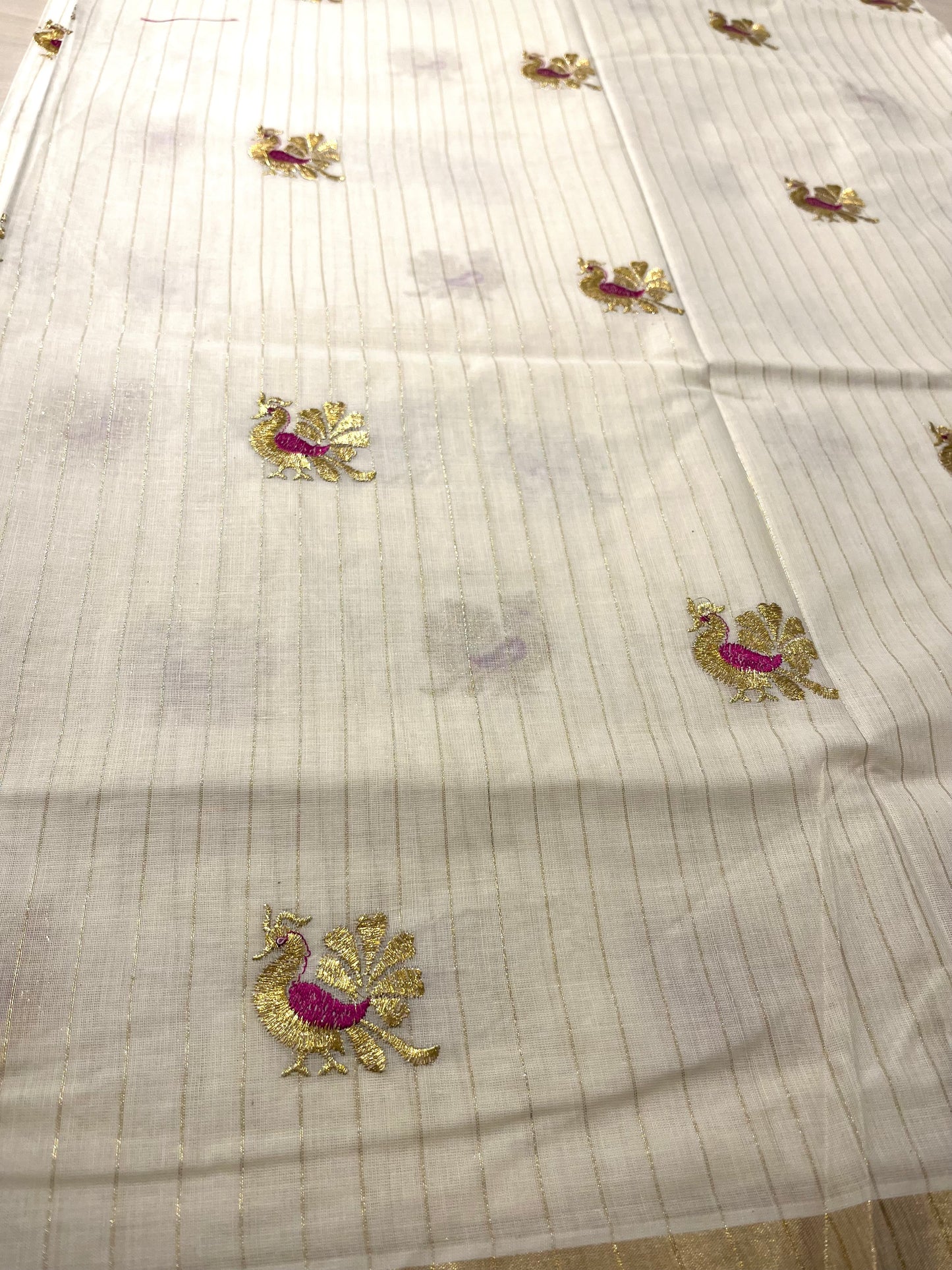 Cotton Lines Saree With Magenta Embroidery SL137