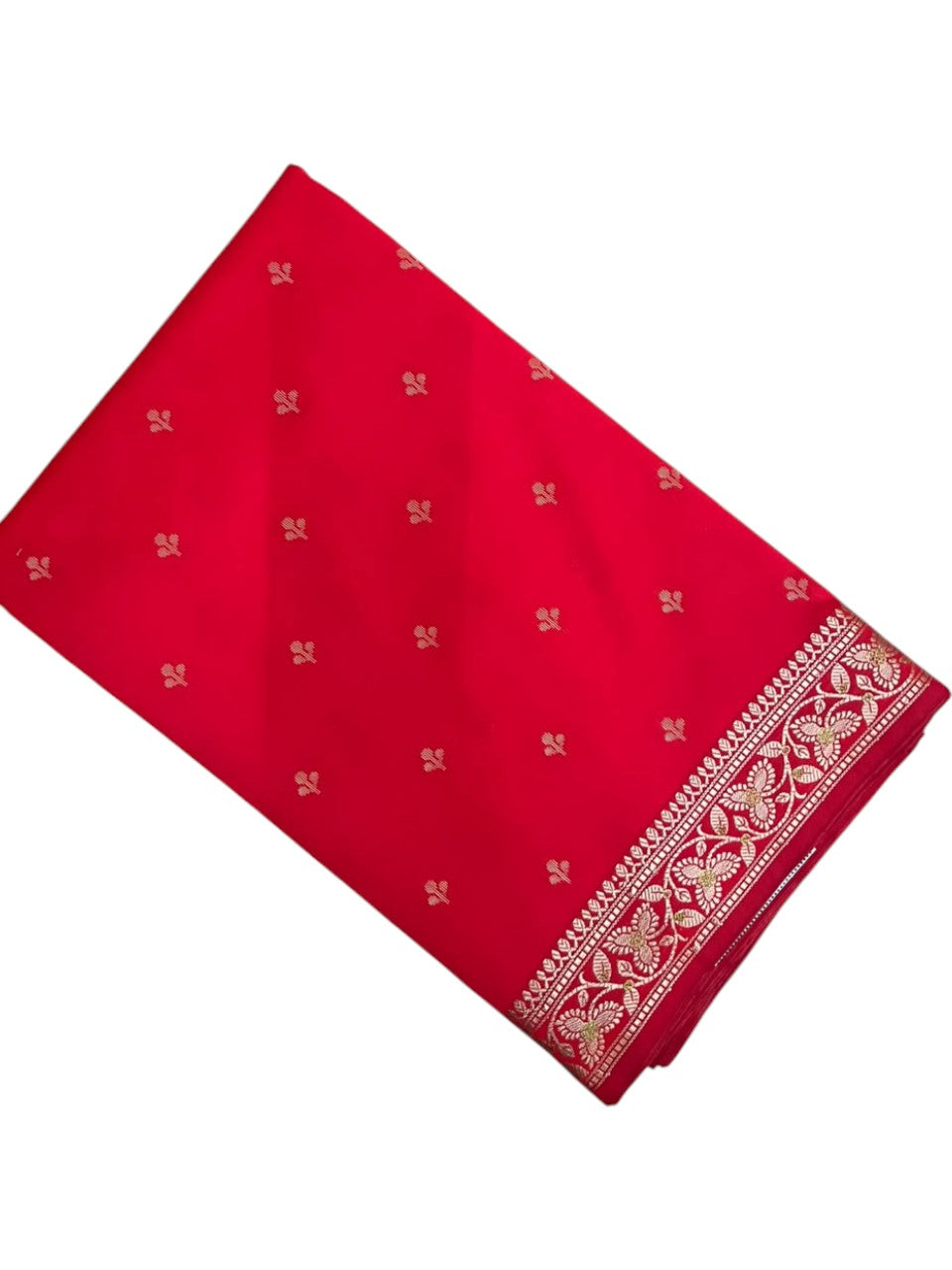 Southloom Satin Banarasi Silk Saree with Woven Work on Body and Borders In Red