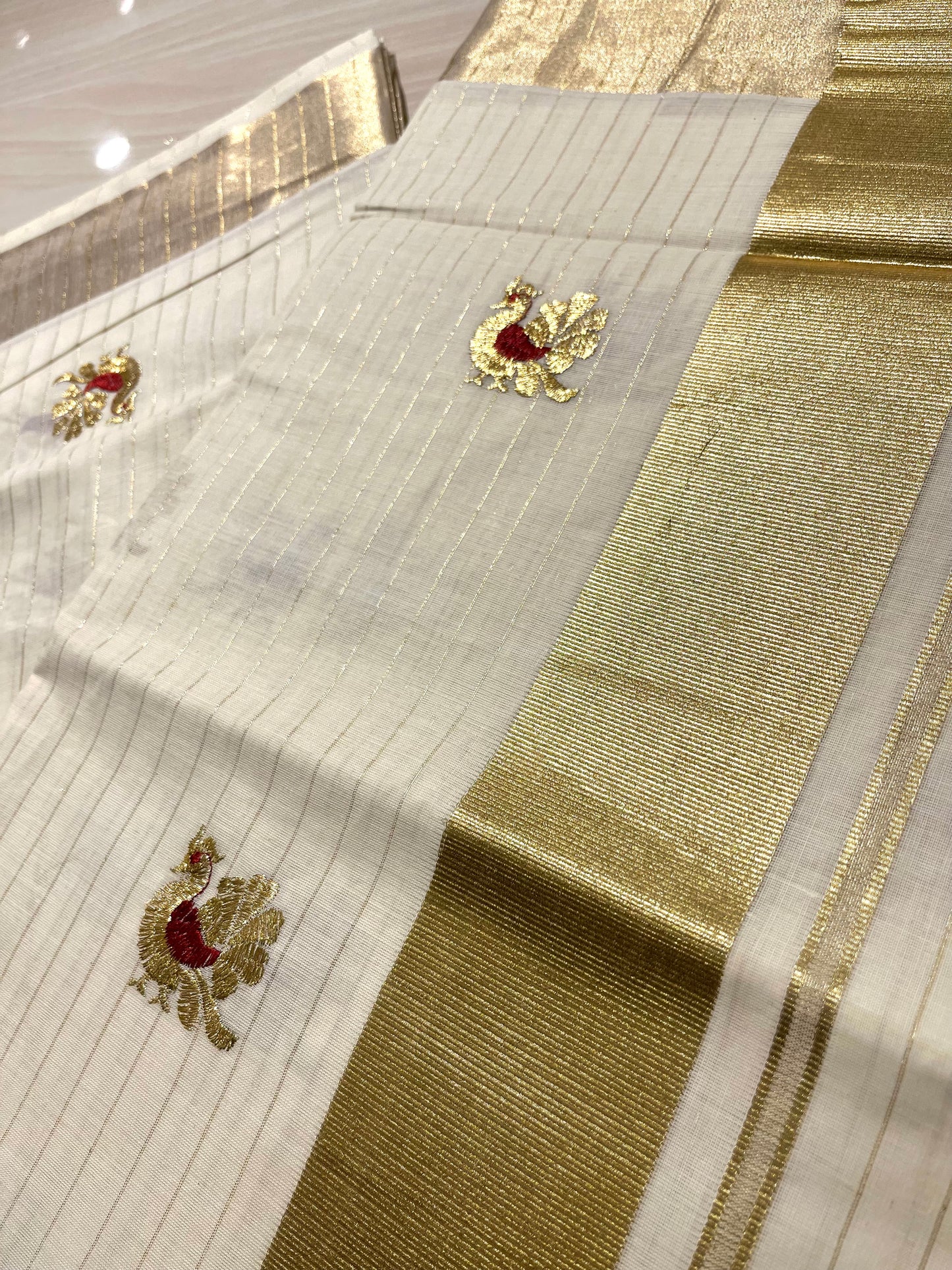 Cotton Lines Saree With Red Embroidery SL137