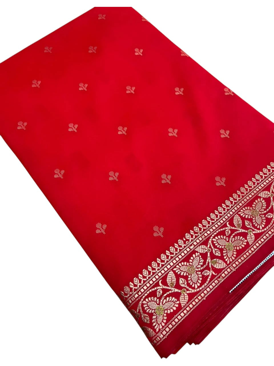 Southloom Satin Banarasi Silk Saree with Woven Work on Body and Borders In Red