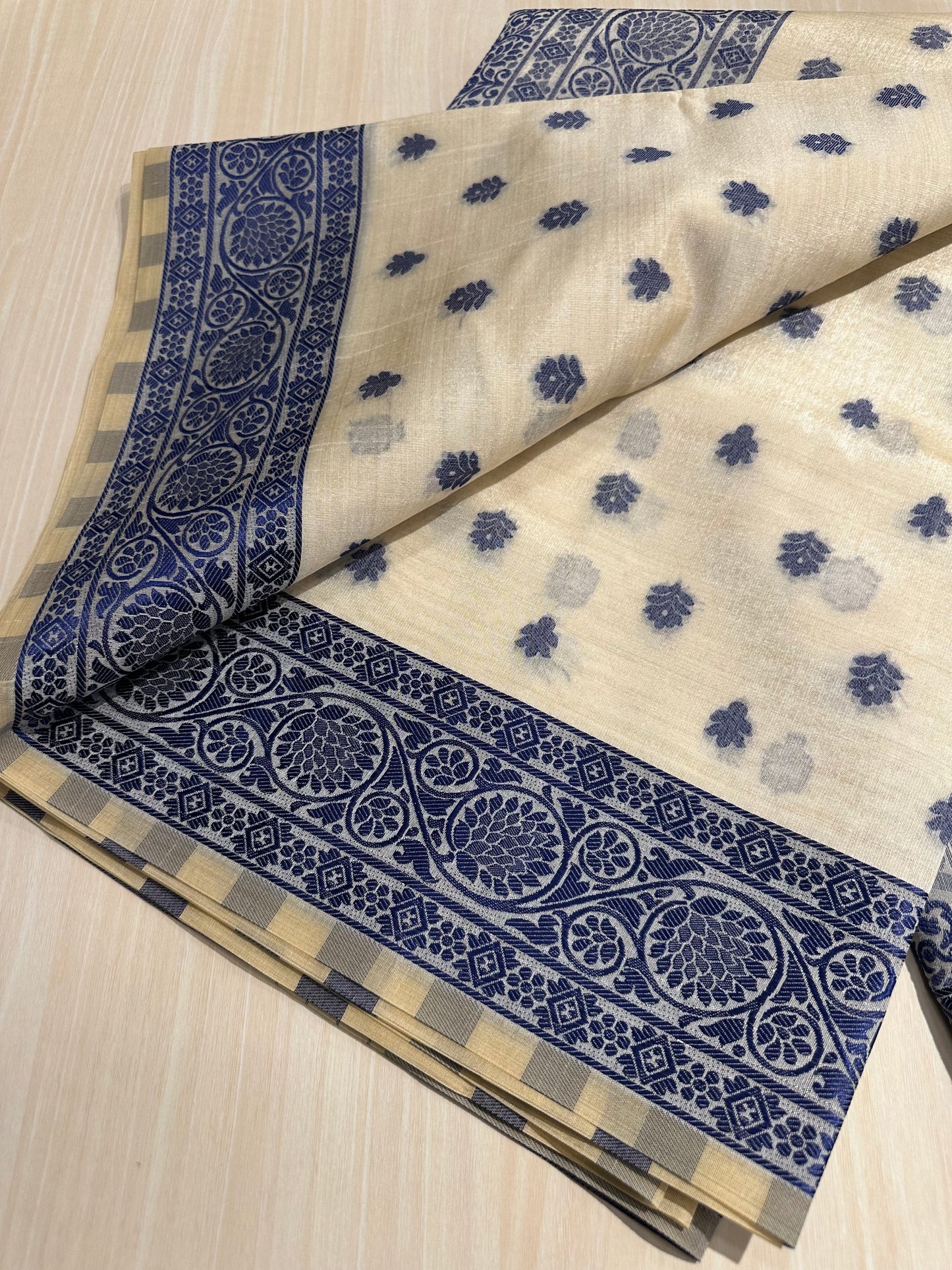 Blue Semi Tussar Saree SL0042