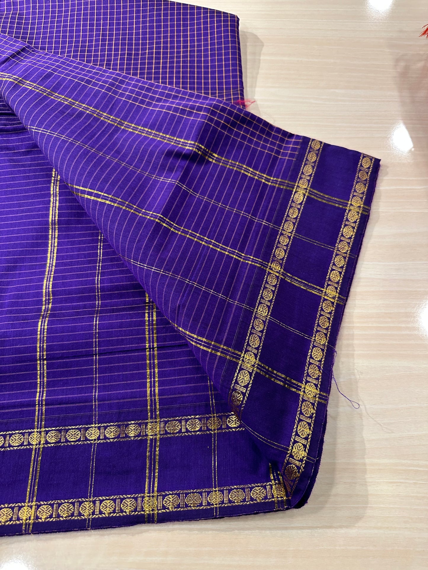Violet Kalyani Cotton Check Saree SL166