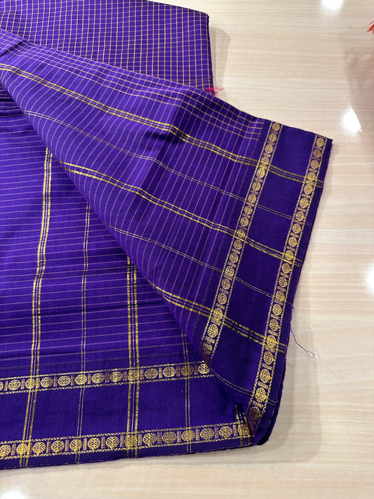 Violet Kalyani Cotton Check Saree SL236