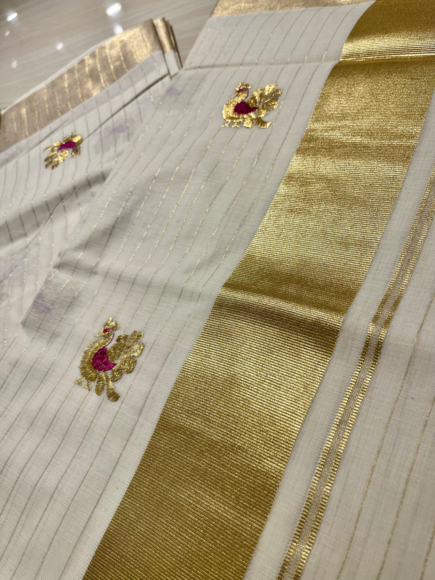 Cotton Lines Saree With Magenta Embroidery SL137