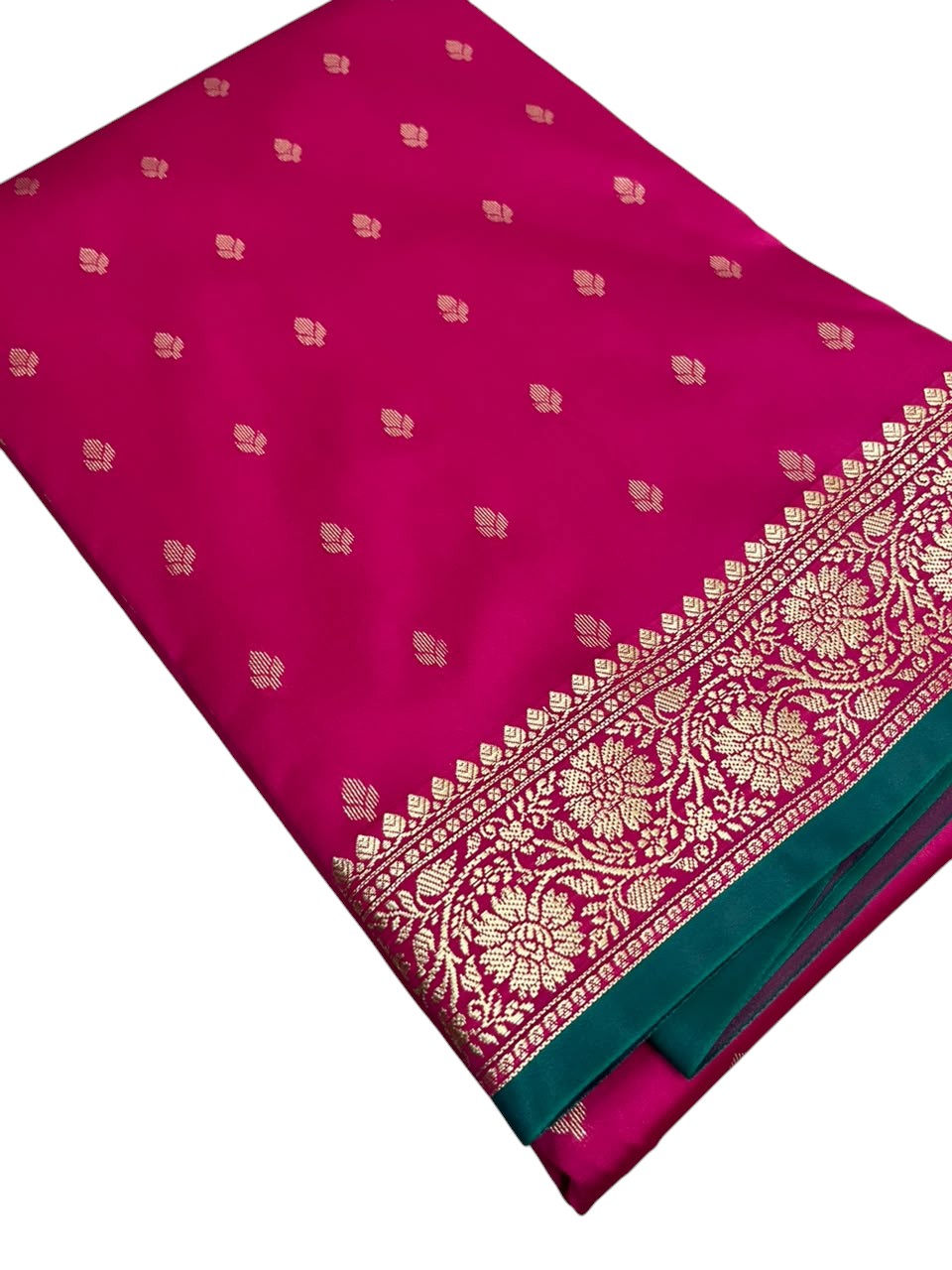 Southloom Satin Banarasi Silk Saree with Woven Work on Body and Borders In Magenta