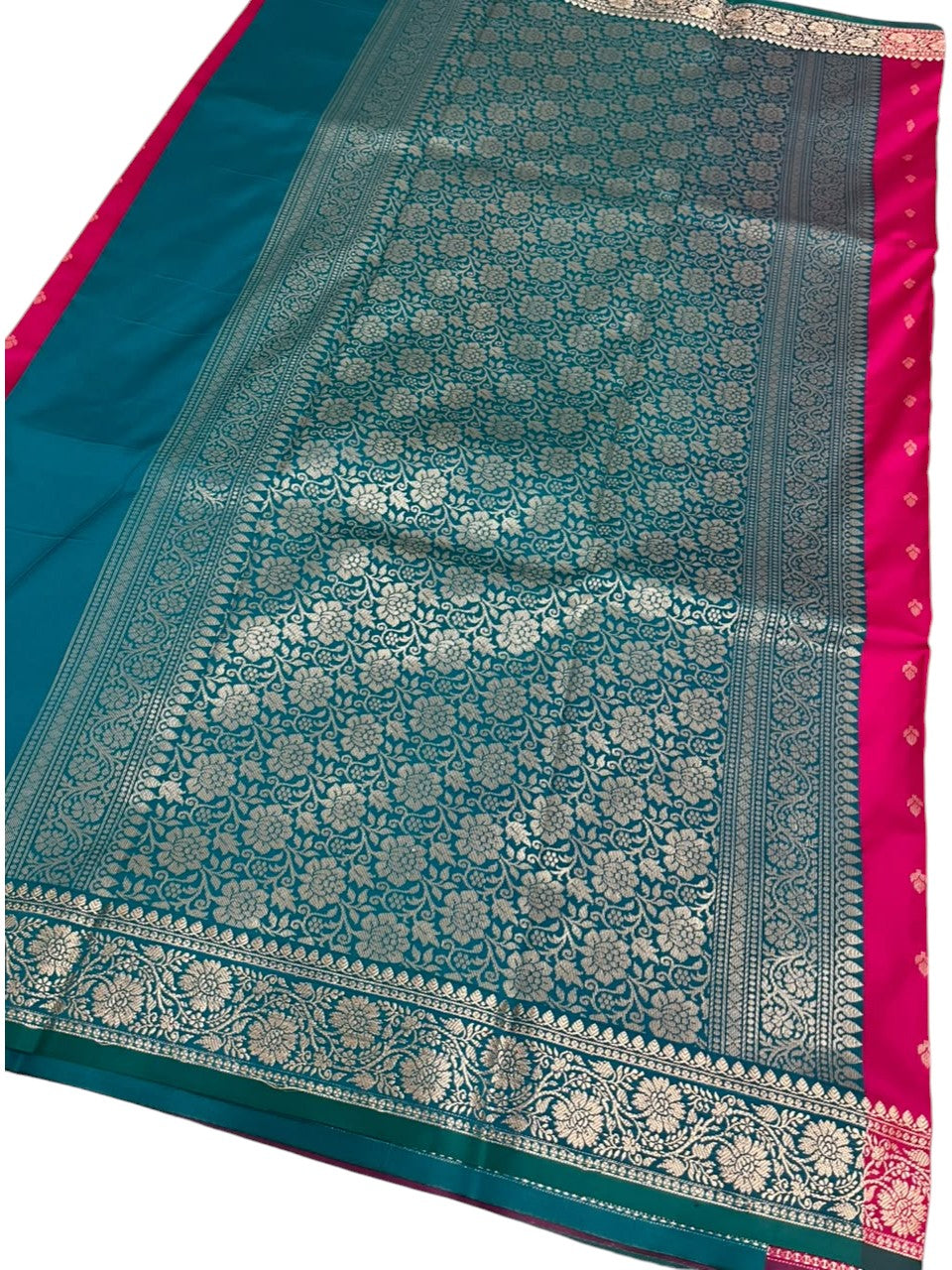 Southloom Satin Banarasi Silk Saree with Woven Work on Body and Borders In Magenta